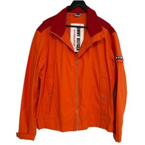 Y2K Tommy Hilfiger Vintage Colorblock Orange & Red Nylon Jacket Unique Mens XL